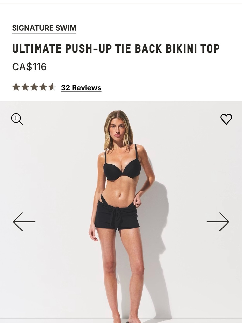 SKIMS Black Push-Up Tie Back Bikini Top